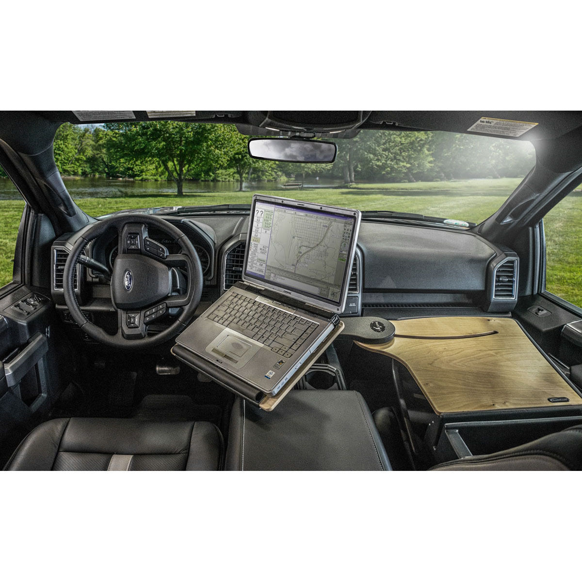 AutoExec AUE10010 Reach Front Seat Car Desk Grey with X-Grip Phone Mount 